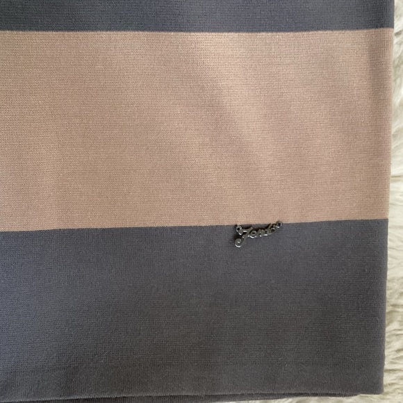 Fendi Shift Dress Gray Short Sleeve with Off-The-Shoulder Stripe Ruffle 4 - Picture 10 of 11